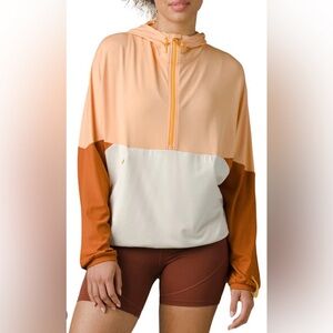 Sorrel X Prana Wandering Soul Colorblock Hooded Pullover Jacket in Sunset Size M